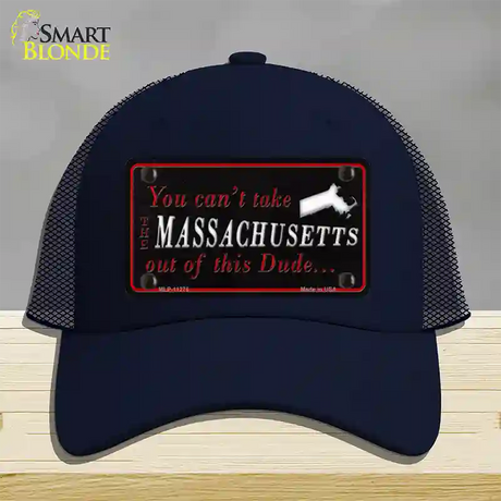 Massachusetts Dude Novelty License Plate Hat Mesh / Navy