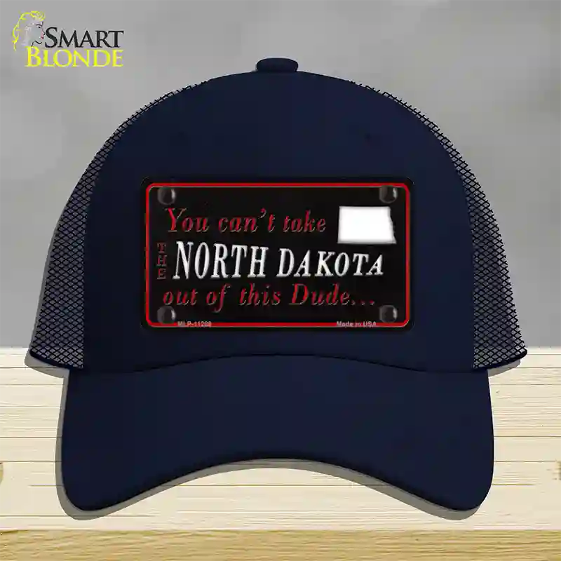 North Dakota Dude Novelty License Plate Hat Mesh / Navy