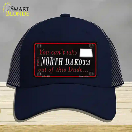 North Dakota Dude Novelty License Plate Hat Mesh / Navy