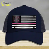 Thin Pink Line With Pink Stars Novelty License Plate Hat Mesh / Navy