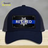 Thin Blue Line Retired Police Novelty License Plate Hat Mesh / Navy