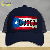 Anasco Puerto Rico Flag Novelty License Plate Hat Mesh / Navy