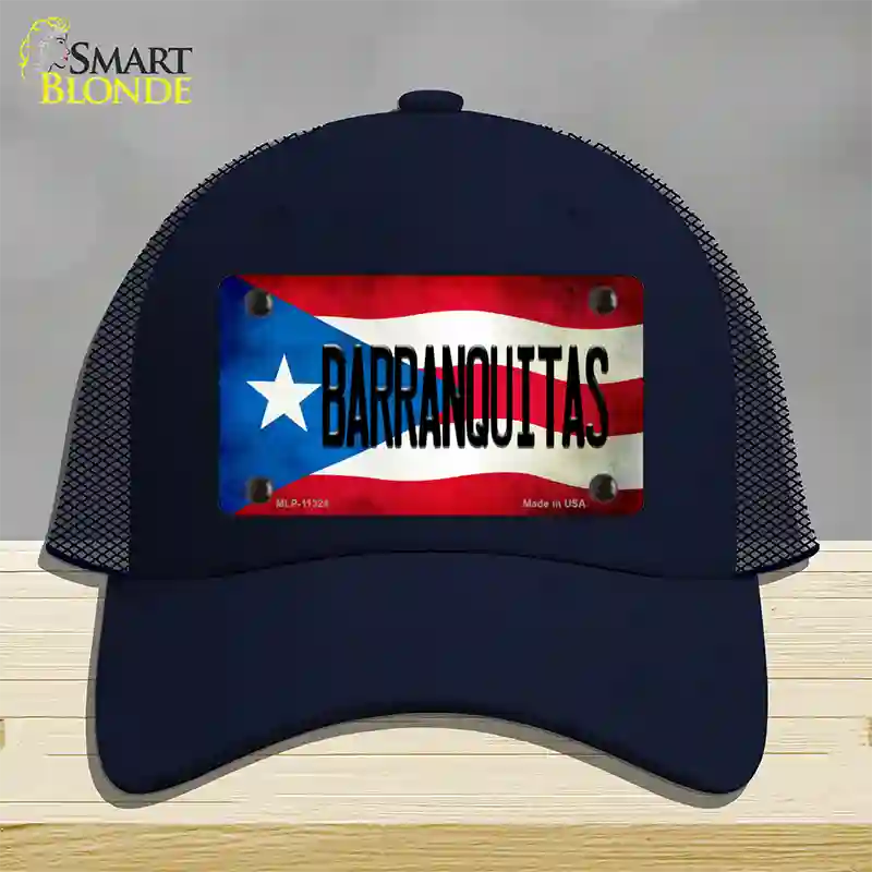 Barranquitas Puerto Rico Flag Novelty License Plate Hat Mesh / Navy