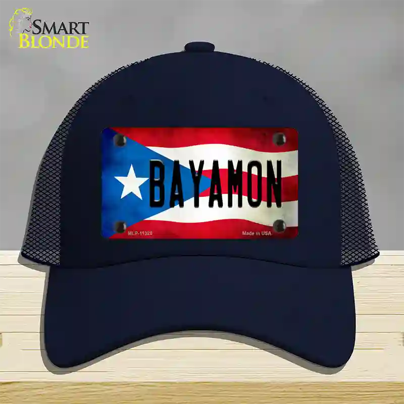 Bayamon Puerto Rico Flag Novelty License Plate Hat Mesh / Navy