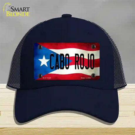 Cabo Rojo Puerto Rico Flag Novelty License Plate Hat Mesh / Navy