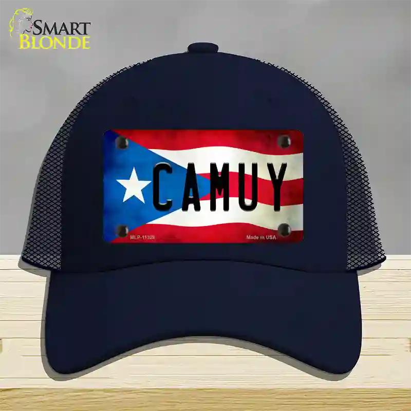 Camuy Puerto Rico Flag Novelty License Plate Hat Mesh / Navy