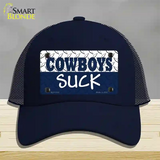 Cowboys Suck Novelty License Plate Hat Mesh / Navy