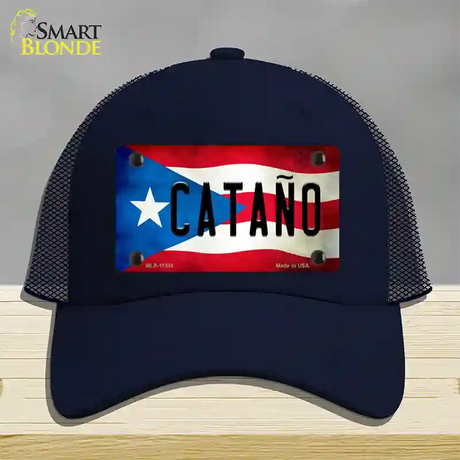 Catano Puerto Rico Flag Novelty License Plate Hat Mesh / Navy