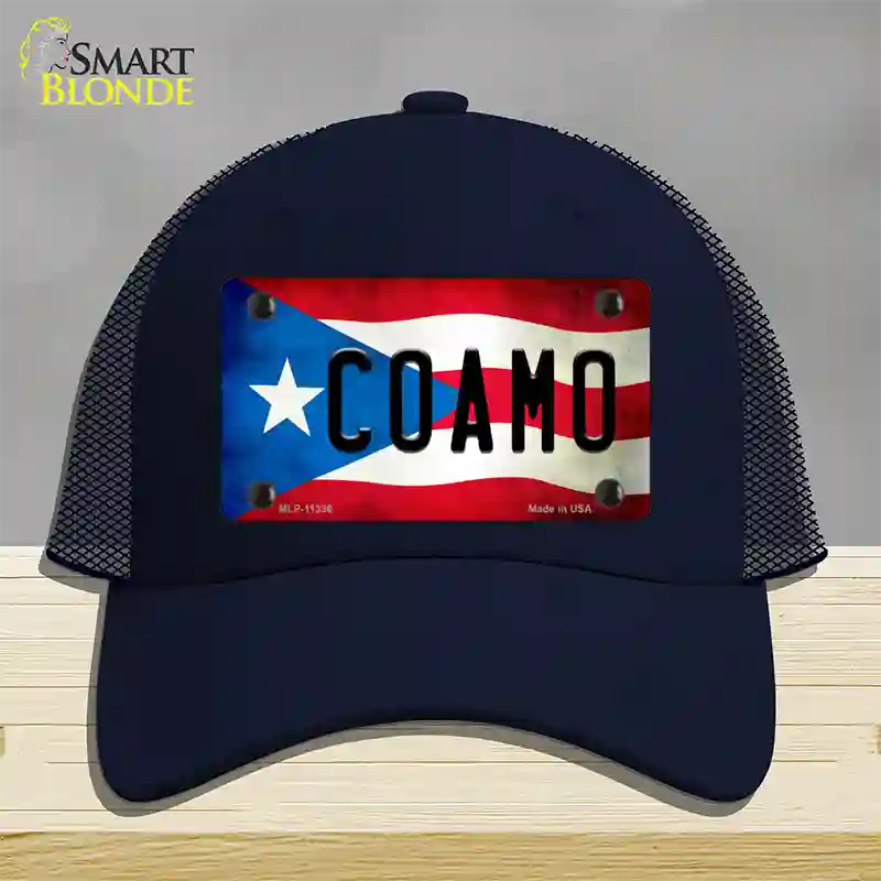 Coamo Puerto Rico Flag Novelty License Plate Hat Mesh / Navy