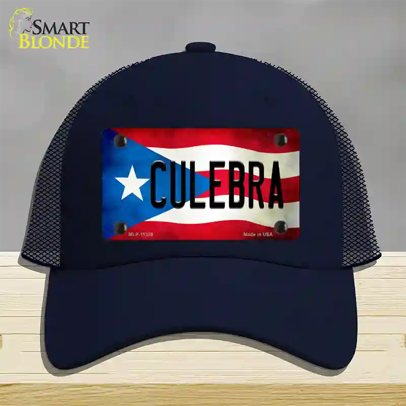 Culebra Puerto Rico Flag Novelty License Plate Hat Mesh / Navy