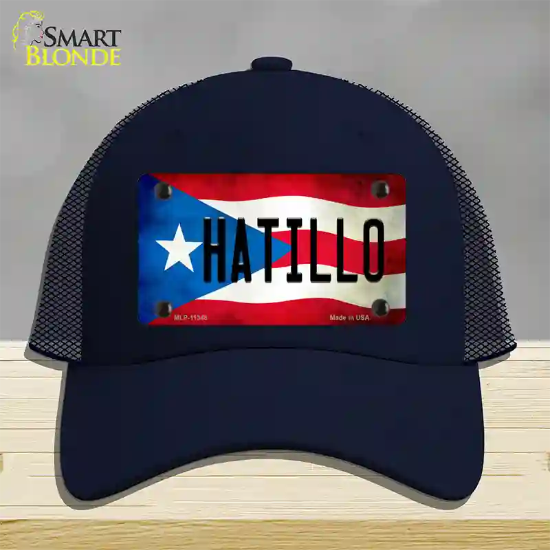 Hatillo Puerto Rico Flag Novelty License Plate Hat Mesh / Navy