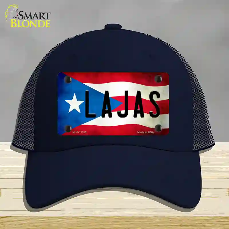 Lajas Puerto Rico Flag Novelty License Plate Hat Mesh / Navy