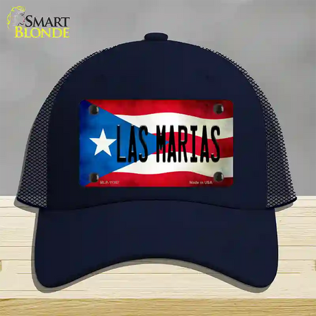 Las Marias Puerto Rico Flag Novelty License Plate Hat Mesh / Navy