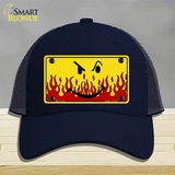 Smiley Flame Novelty License Plate Hat Mesh / Navy