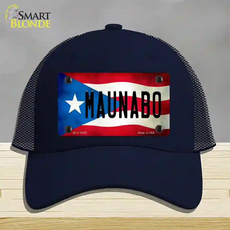 Maunabo Puerto Rico Flag Novelty License Plate Hat Mesh / Navy