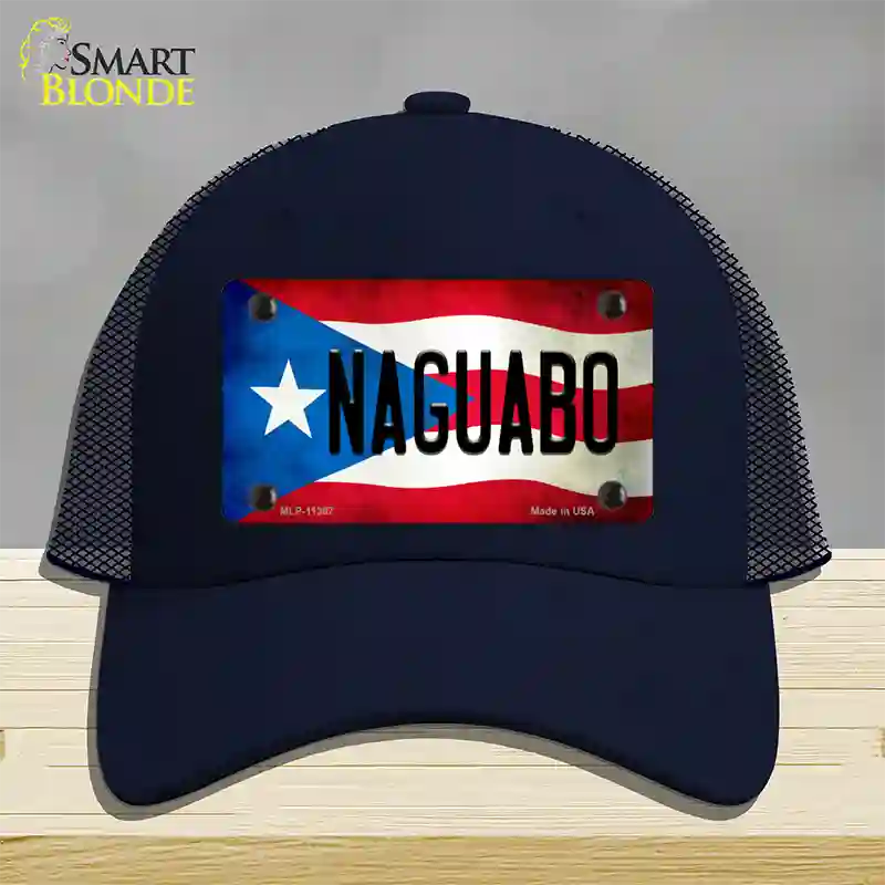 Naguabo Puerto Rico Flag Novelty License Plate Hat Mesh / Navy