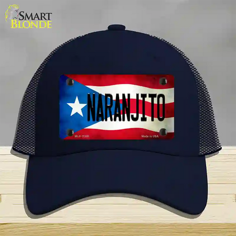 Naranjito Puerto Rico Flag Novelty License Plate Hat Mesh / Navy