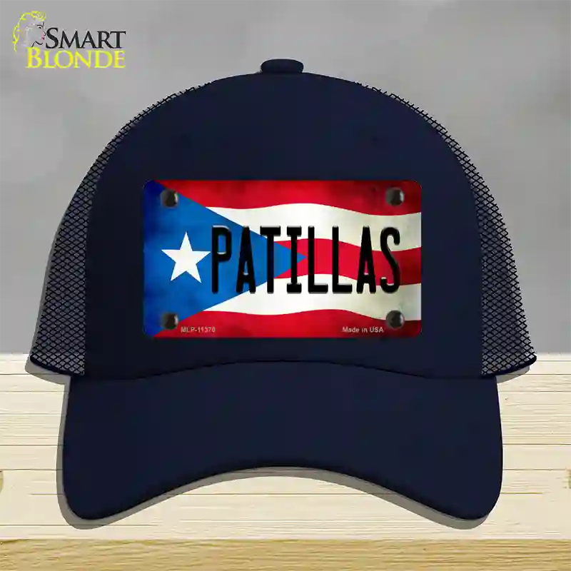 Patillas Puerto Rico Flag Novelty License Plate Hat Mesh / Navy