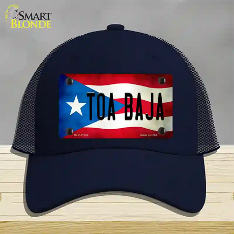 Toa Baja Puerto Rico Flag Novelty License Plate Hat Mesh / Navy