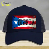 Christorican Puerto Rico Flag Novelty License Plate Hat Mesh / Navy