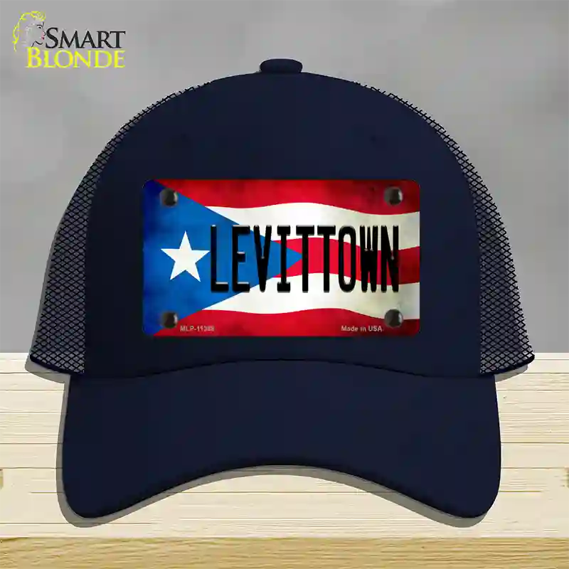 Levittown Puerto Rico Flag Novelty License Plate Hat Mesh / Navy