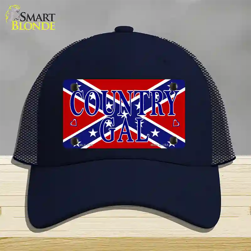 Confederate Country Gal Novelty License Plate Hat Mesh / Navy