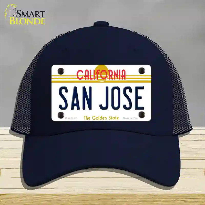 San Jose California Novelty License Plate Hat Mesh / Navy