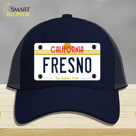 Fresno California Novelty License Plate Hat Mesh / Navy