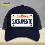 Sacramento California Novelty License Plate Hat Mesh / Navy