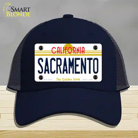 Sacramento California Novelty License Plate Hat Mesh / Navy