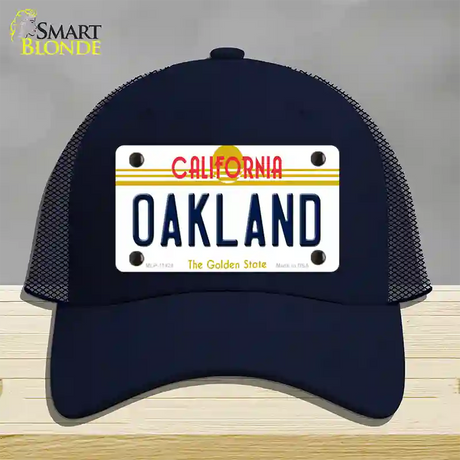 Oakland California Novelty License Plate Hat Mesh / Navy