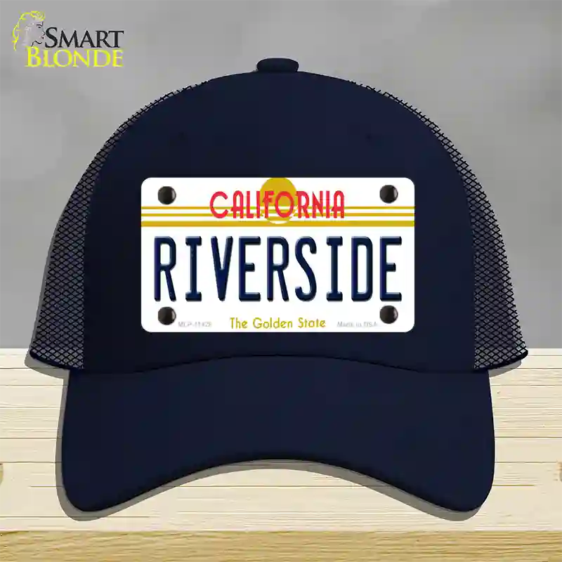 Riverside California Novelty License Plate Hat Mesh / Navy