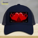 Hearts Over Roses In Red Novelty License Plate Hat Mesh / Navy