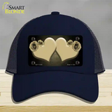 Hearts Over Roses In Gold Novelty License Plate Hat Mesh / Navy