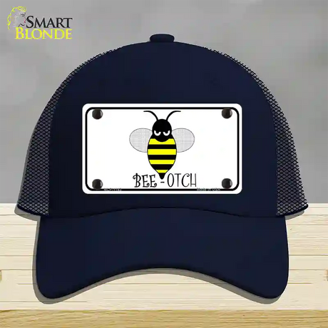 Bee-otch Novelty License Plate Hat Mesh / Navy