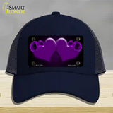 Hearts Over Roses In Purple Novelty License Plate Hat Mesh / Navy