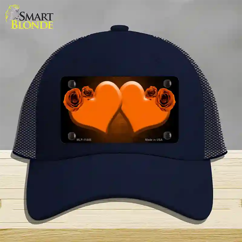 Hearts Over Roses In Orange Novelty License Plate Hat Mesh / Navy