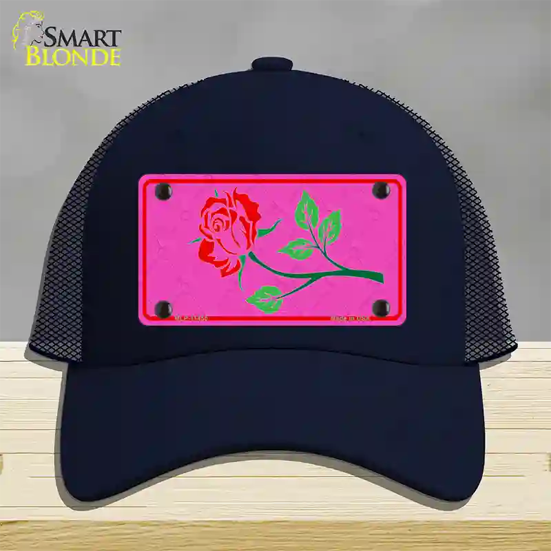 Illustrated Rose On Pink Chaise Lounge Novelty License Plate Hat Mesh / Navy