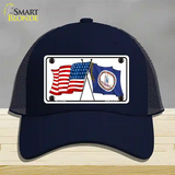 Virginia Crossed US Flag Novelty License Plate Hat Mesh / Navy