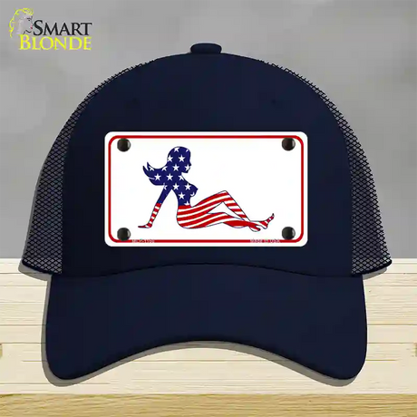 American Mud Flap Girl Novelty License Plate Hat Mesh / Navy