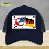 Germany Crossed US Flag Novelty License Plate Hat Mesh / Navy