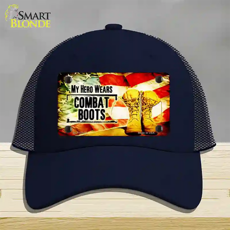 My Hero Wears Combat Boots Novelty License Plate Hat Mesh / Navy