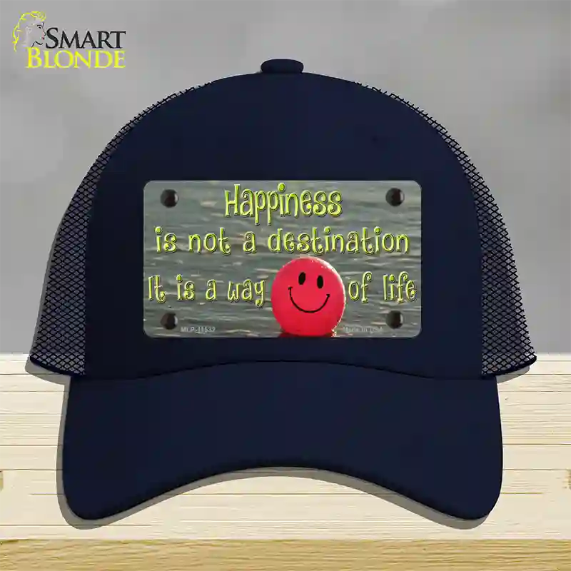 Happiness Way Of Life Ball Novelty License Plate Hat Mesh / Navy