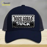 Nice Girls Suck Novelty License Plate Hat Mesh / Navy