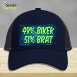 49% Biker 51% Brat Novelty License Plate Hat Mesh / Navy