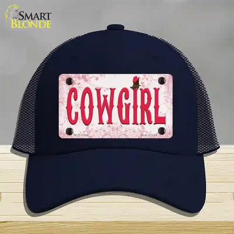 Cowgirl Pink Novelty License Plate Hat Mesh / Navy