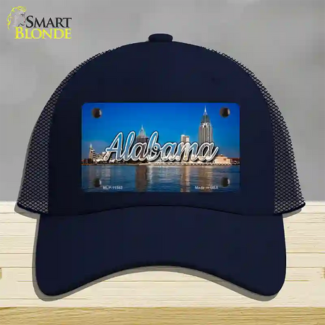 Alabama City Skyline State Novelty License Plate Hat Mesh / Navy