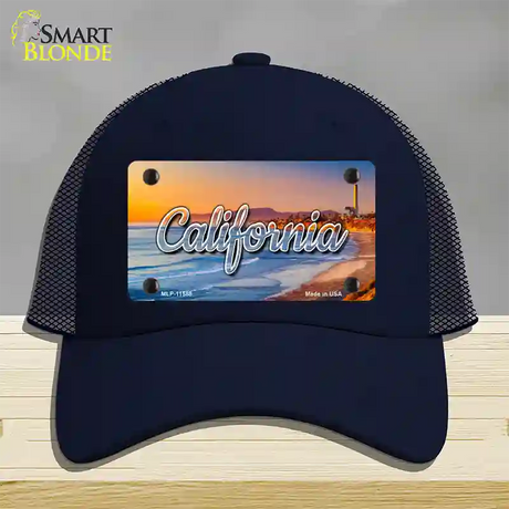 California Beach State Novelty License Plate Hat Mesh / Navy