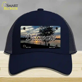 Delaware River Sunset State Novelty License Plate Hat Mesh / Navy