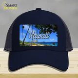 Hawaii Palm Trees State Novelty License Plate Hat Mesh / Navy